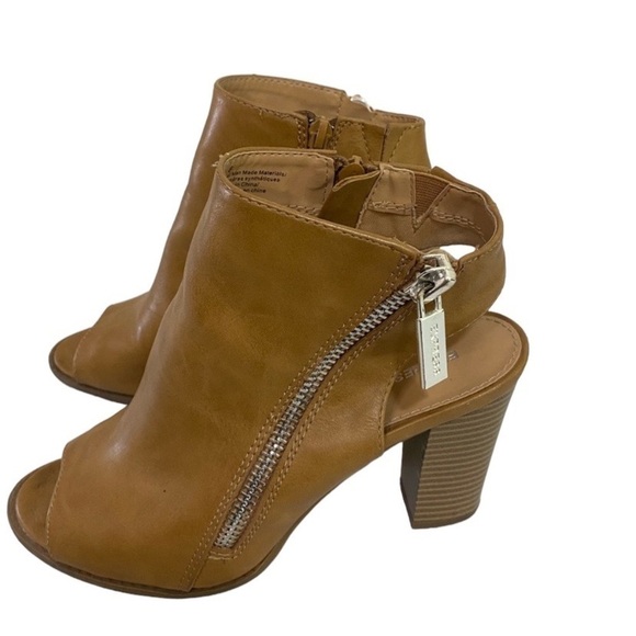 Express peep toe heeled ankle booties Size 8 tan - Picture 3 of 8